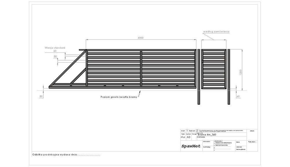 Brama przesuwna 4m/5m NOWOCZESNA poziome profile PRODUCENT