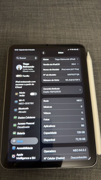 Ipad mini 7 celular 128 gb