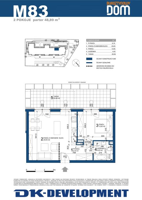 Mieszkanie 48,89 m2 taras 25,06 m2 widok na zieleń, 10 min do CENTRUM