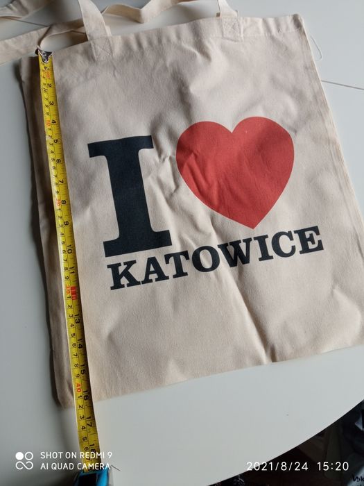 Torba szmaciana I love Katowice siatka torebka