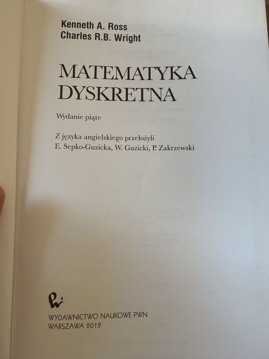 Matematyka Dyskretna Ross Wright PWN