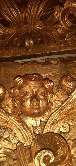 Fragmento Barroco em Talha Século XVlll Medidas  45 X 40CM