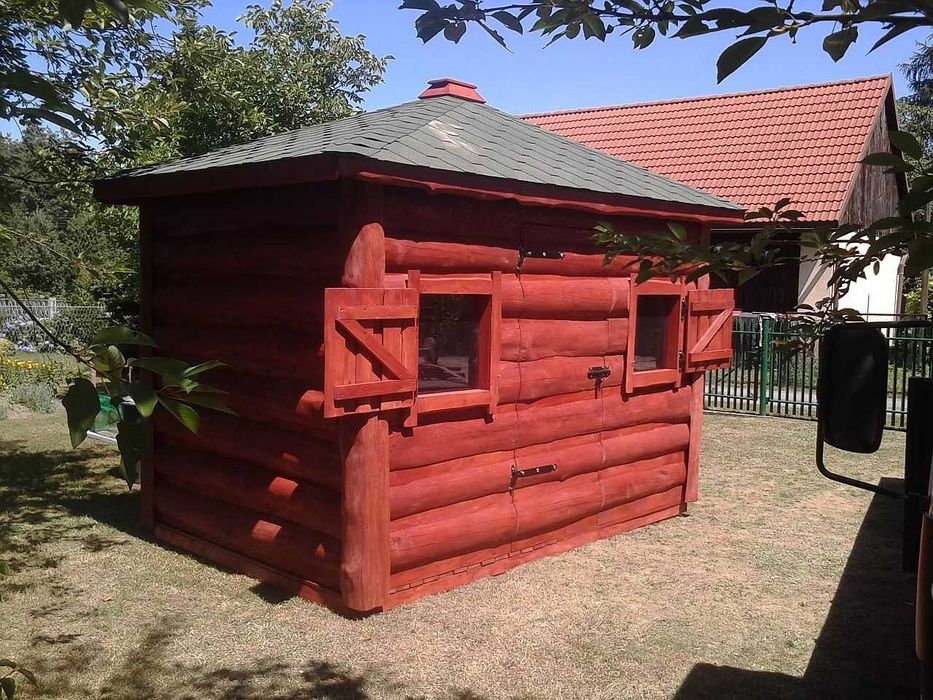 Domek narzędziowy drewniany z pół-bali o wym 325 x 210 cm