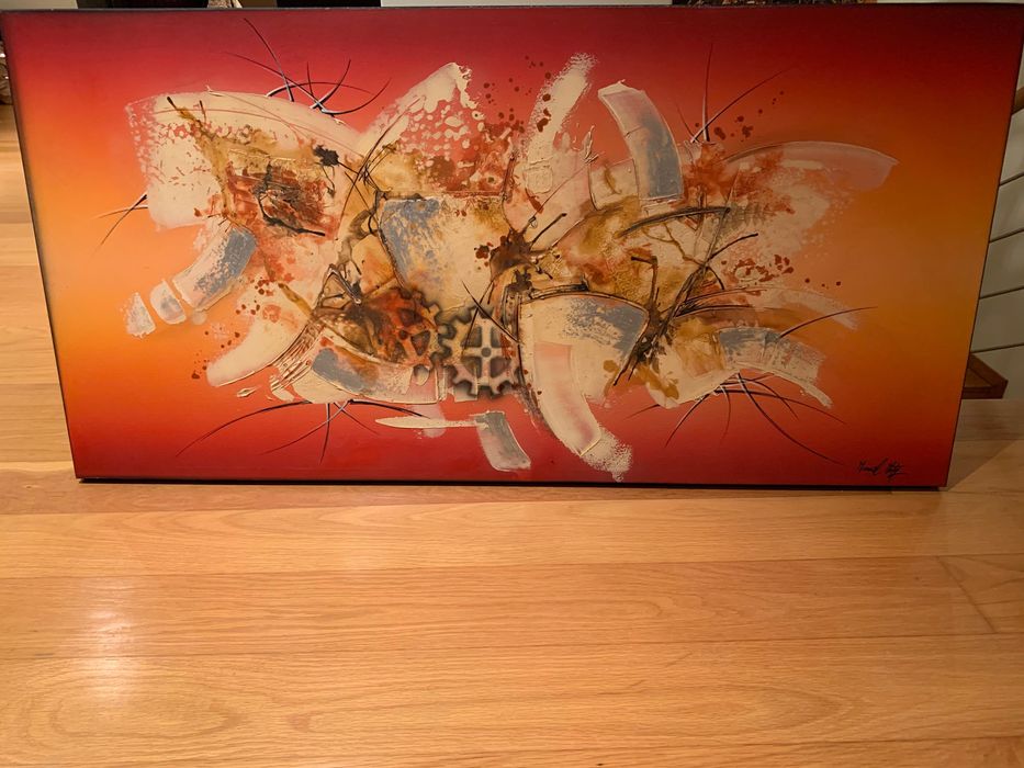Tela pintura  com relevo 120cm/60cm