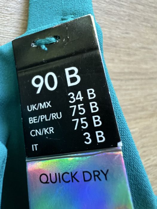 Zielony, biustonosz, stanik, góra, kostium kąpielowy bikini Etam, 75B