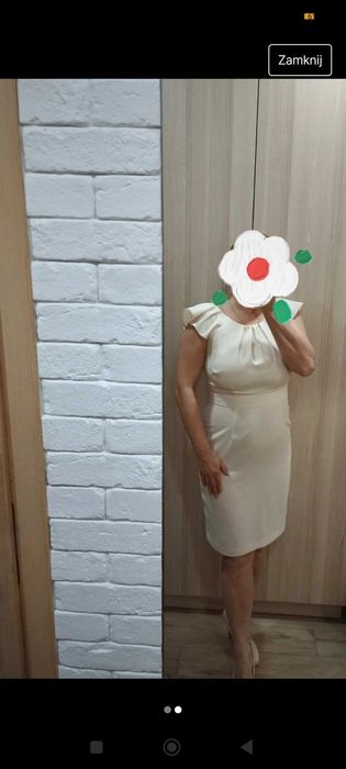 Sukienka kremowa r 42 okazje jak nowa