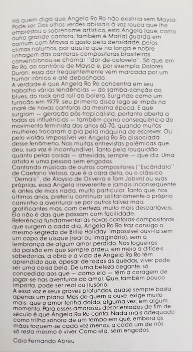 CD Angela RO RO - Personalidade