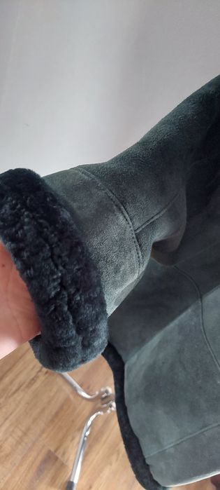 Prawdziwy kożuszek skórzany damski z kapturem, M/L