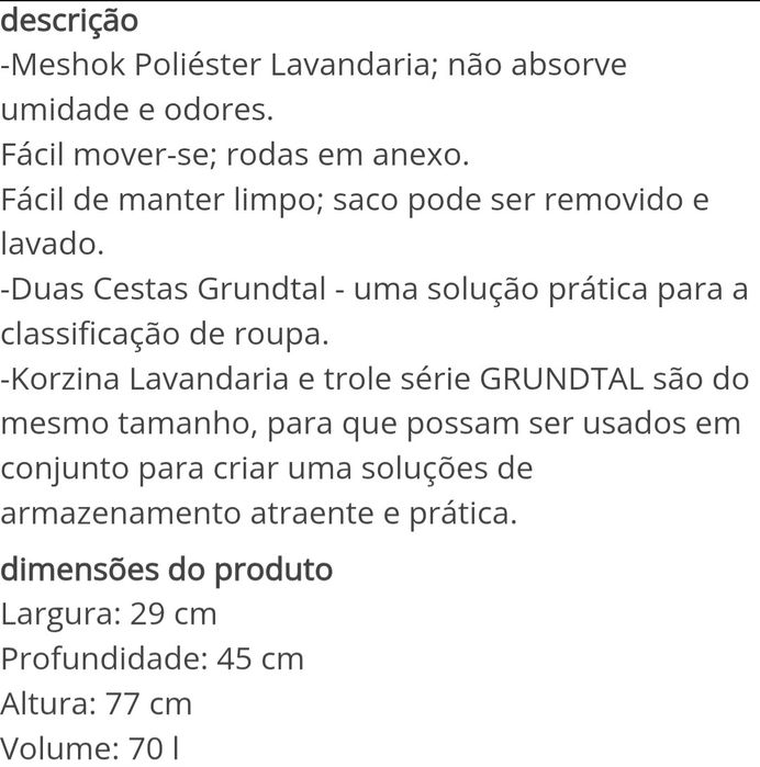 Suporte com rodas para cesto de roupa Ikea.