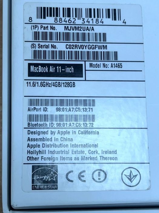 Apple MacBook Air 11 A1465 128Gb