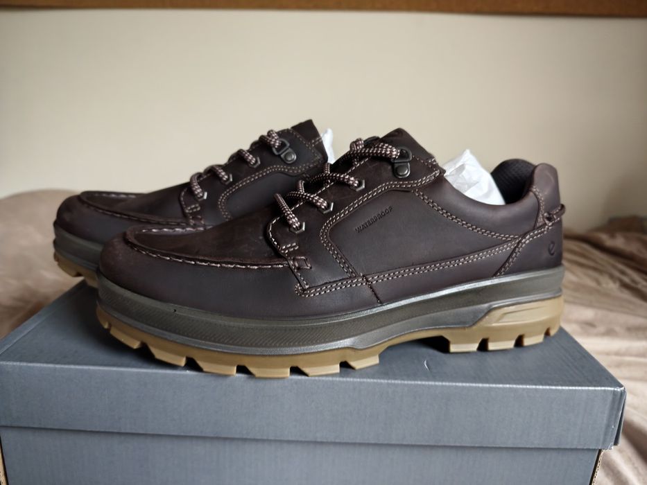 Ecco Rugged Track wodoodporne brązowe skórzane buty rozm 45 44 wkładka 29cm