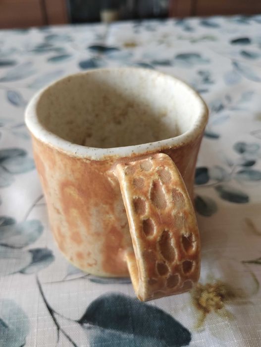 Kubek ceramika rękodzieło pomarańczowy
