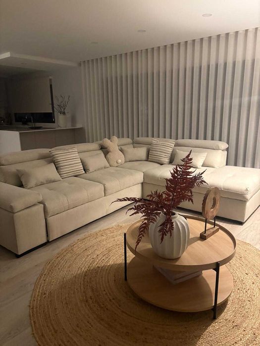 Sofá Novo  de Canto em L com Chaise Longue, Cama e Arrumação