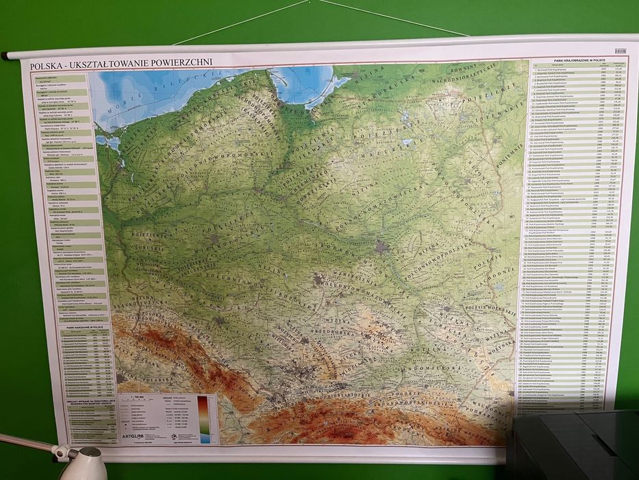 Mapa Polski ścienna, administracyjno-fizyczna, dwustronna, 140x100 cm