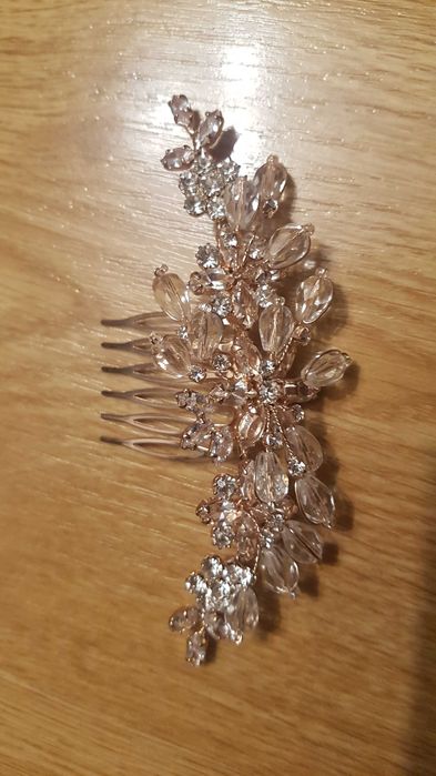 Ozdobna Spinka do włosów ślubna biżuteria różowe złoto