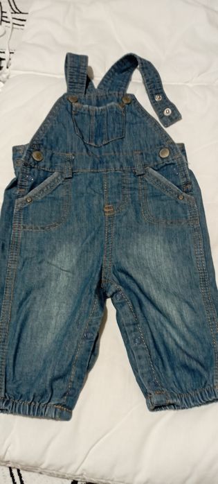 Jardineiras de ganga, bebé menino, tamanho 1-3 meses