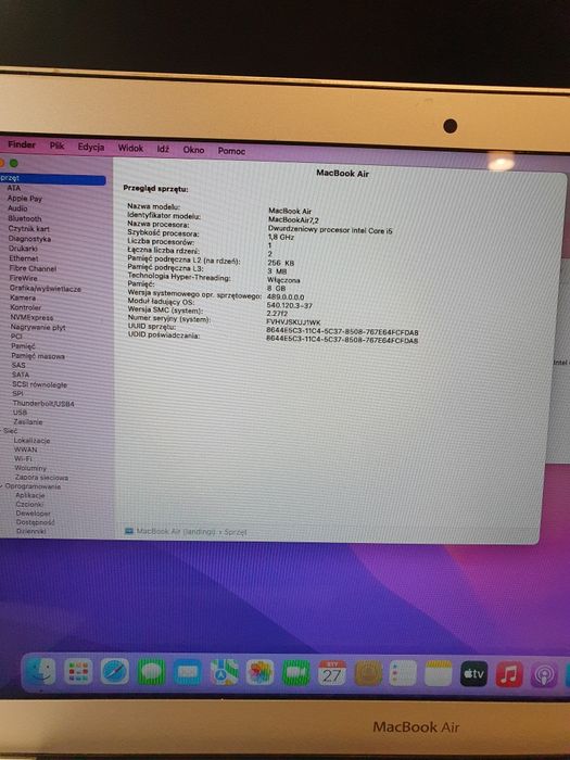Macbook air używany z 2015 roku