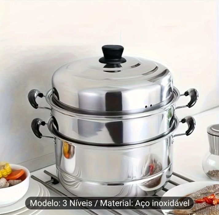 Cuscuzeira de 3 níveis compatível para indução