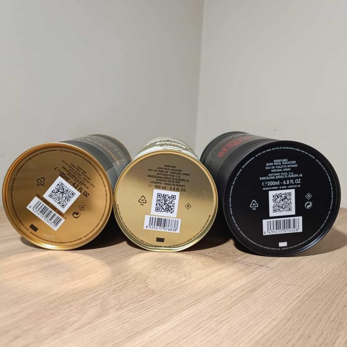 Pudełko + 3 puszki po perfumach Jean Paul Gaultier - stan bdb (puste)