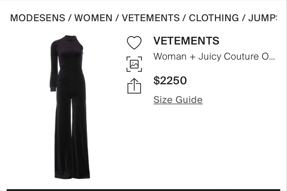 Комбінезон Vetements оригінал бархатний