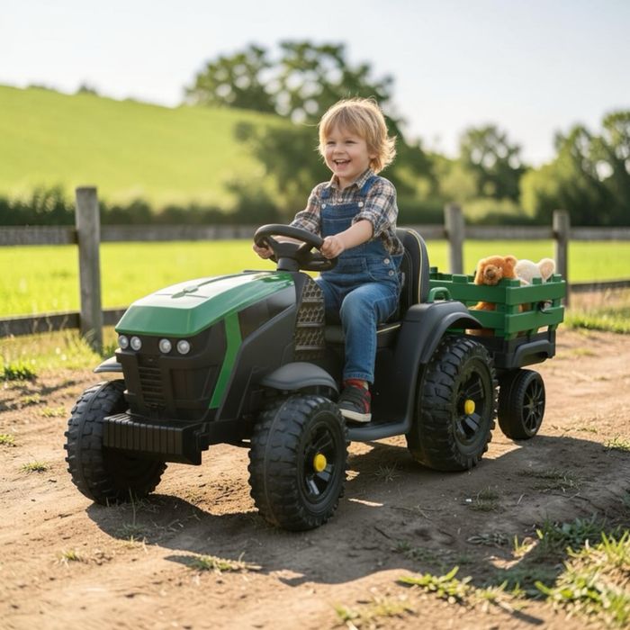 Duży Traktor na akumulator z Przyczepką Pilot dla dzieci 12V 9Ah