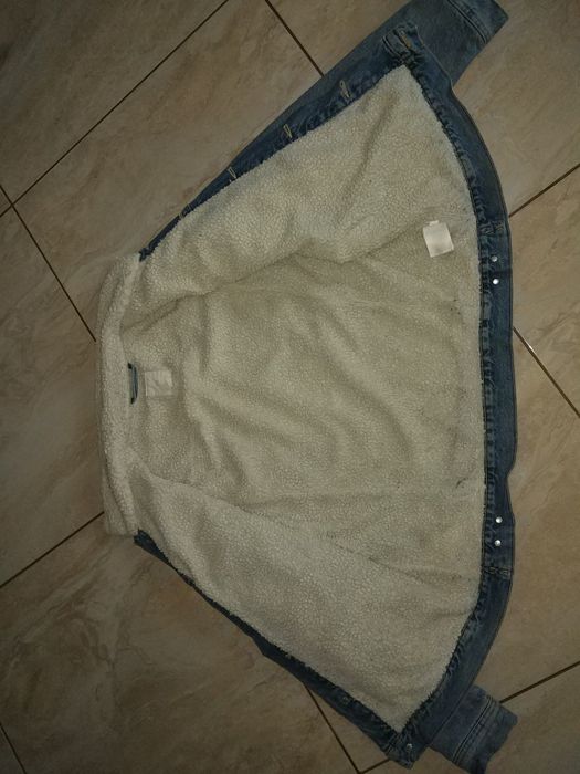 Kurtka jeansowa niebieska z kożuszkiem XL