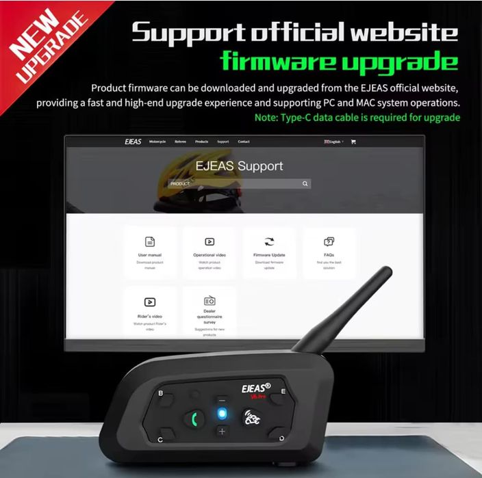 Interkom Ejeas V6 Pro + nowy zestaw na jeden kask