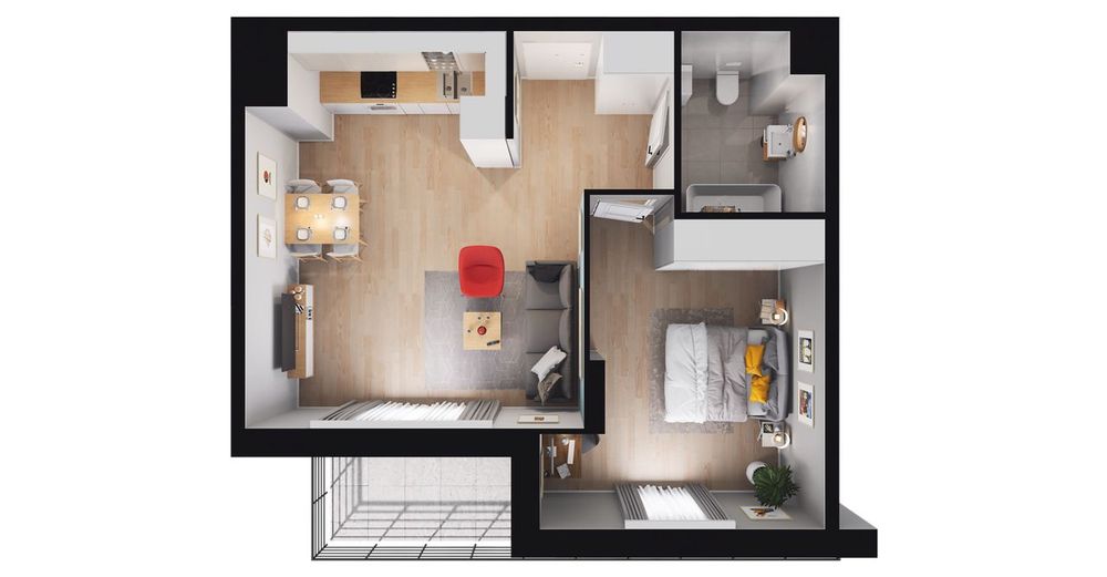 2-pokojowe mieszkanie 47m2 + loggia Bezpośrednio