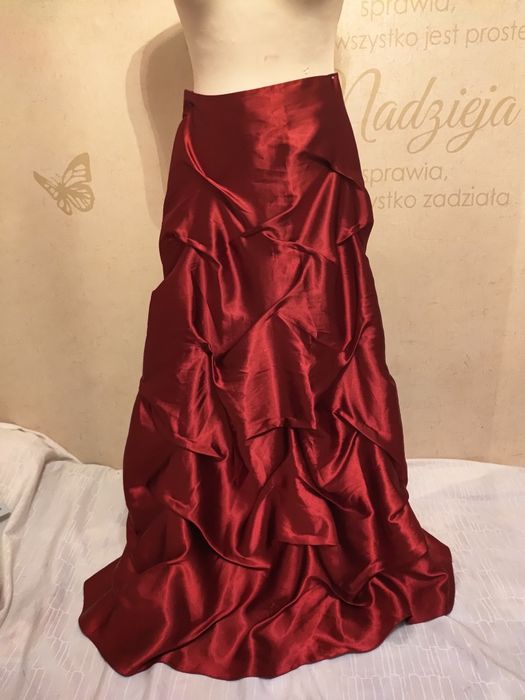 Piękna elegancka spódnica maxi bordo burgund rozmiar 34