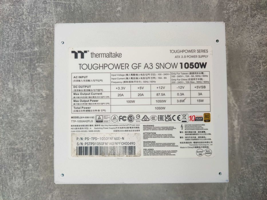 Thermaltake GF A3 Snow 1050W Gold | Потужний, преміум БЖ