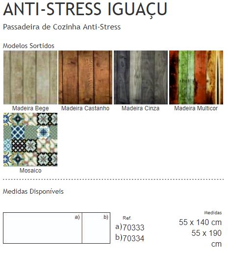 Passadeira de Cozinha Wood - AntiStress / Anti Derrapante - 55x190cm