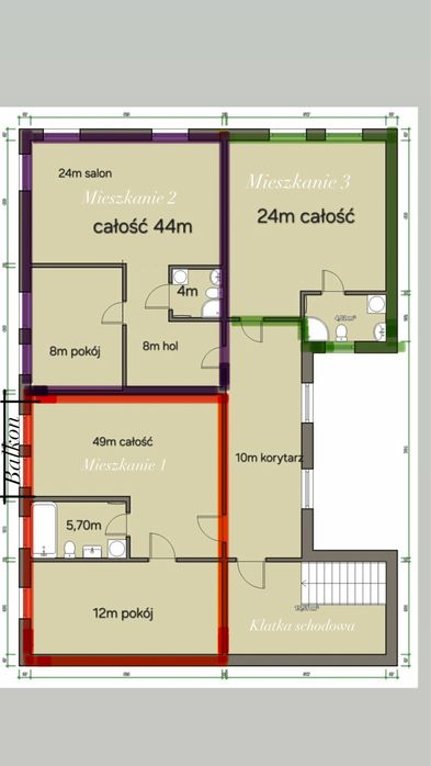 Inwestycyjna nieruchomość składająca sie z 3 mieszkań w centrum