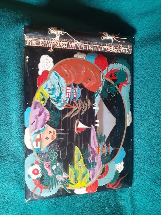 Album vintage japonês capa lacada pintada à mão