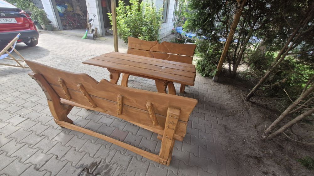 Meble ogrodowe drewniane zestaw komplet