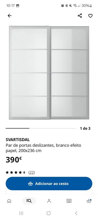 Portas de correr vidro para roupeiro IKEA Pax 200X236CM