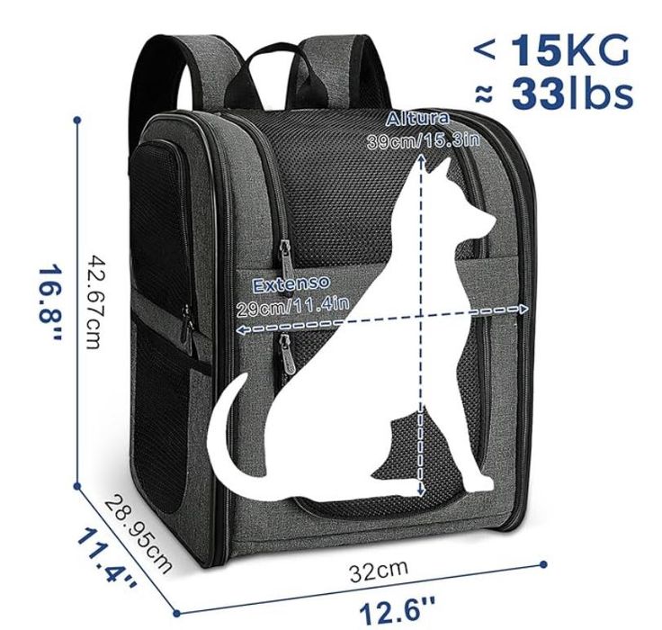 Mochila para transporte de cães ou gatos