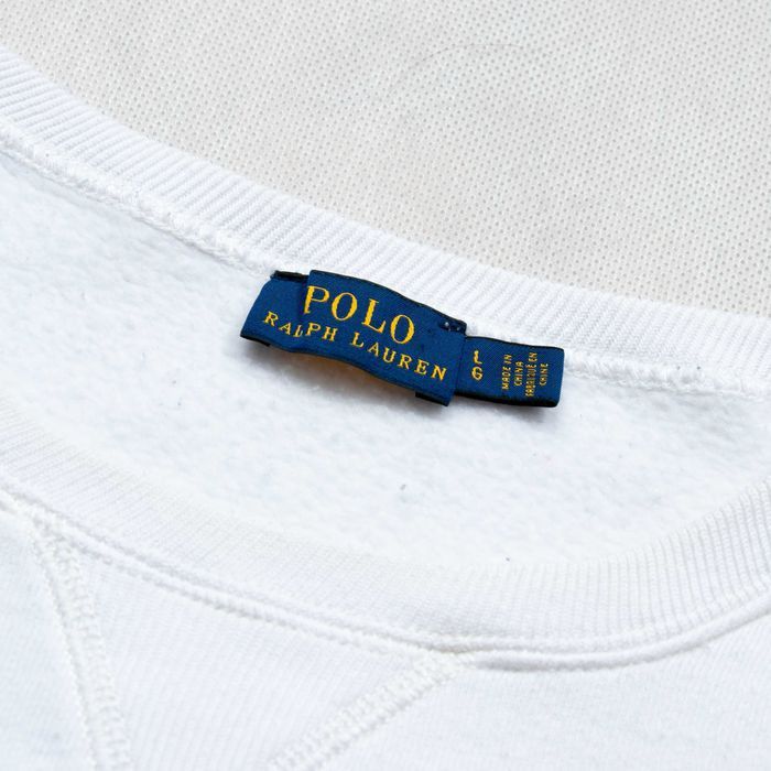 Polo Ralph Lauren Knitted sleeve white cotton blend sweatshirt bluza L