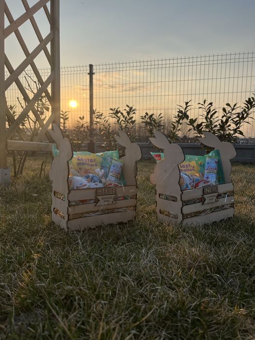 Skrzynka koszyczek Wielkanocny Zajączek personalizacja