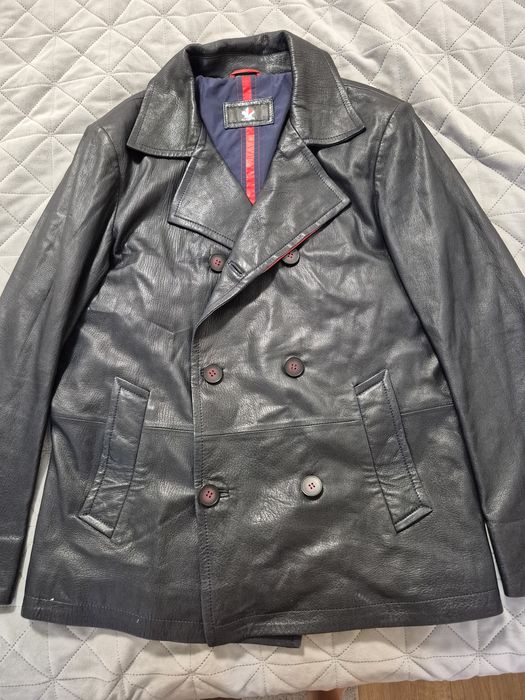 Шкіряний піджак Alberta темно синій