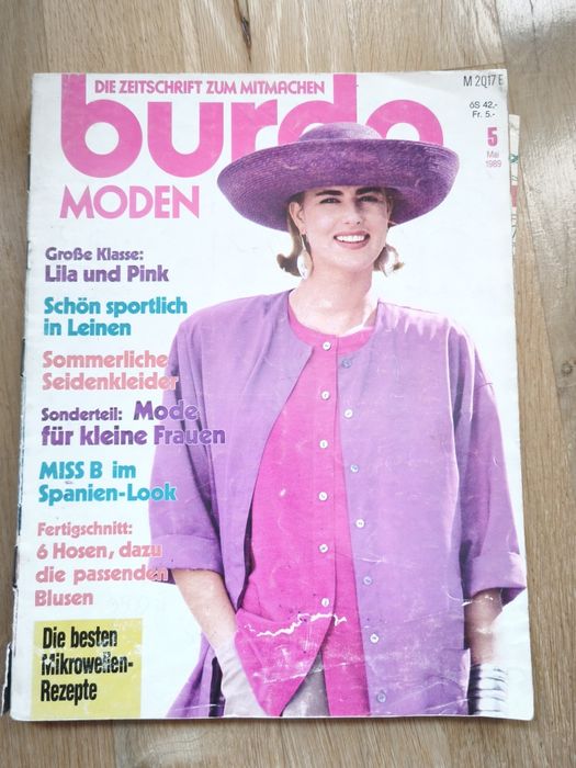 Burda Moden Maj 1989 z wykrojami - Vintage Krawiectwo