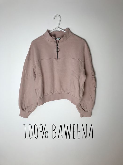 Jasna pudrowa bawełniana krótka bluza Cubus, crop top