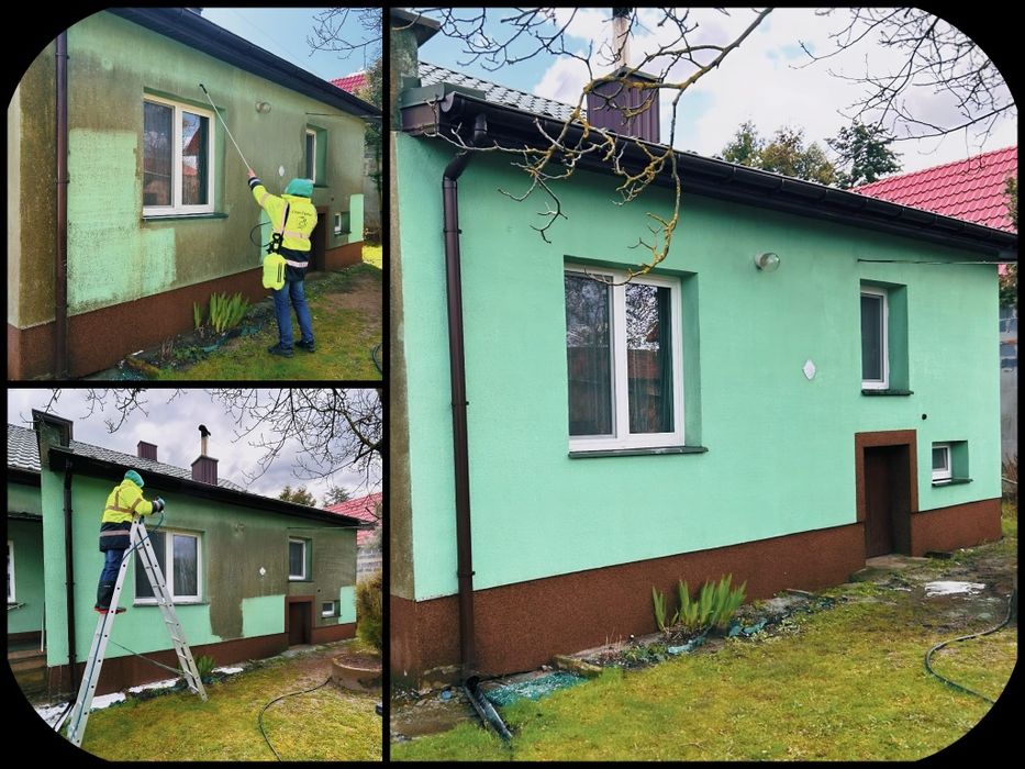 Mycie elewacji dachów oraz kostki brukowej