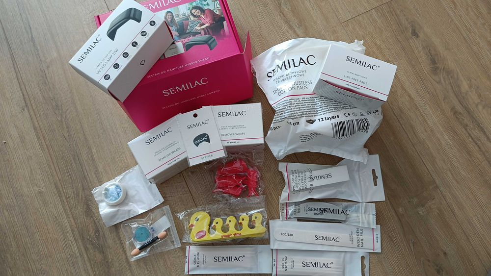 Semilac zestaw do manicure hybrydowego lampa i 14 akcesoriów