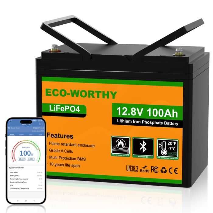Акумулятор ECO-Worthy LFP 12-100 LiFePO4 з Bluetooth та підігрівом