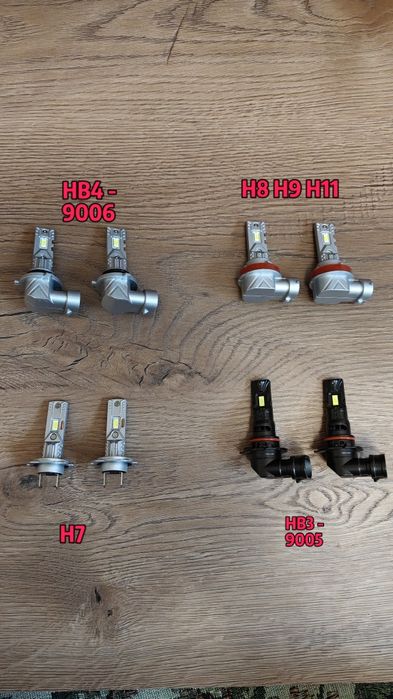 Комплект. LED лампи H1 H3 H4 H7 H8 H9 H11 HB3 9005 HB4 9006 H27 H13  70W 18000Lm 6000K безвентиляторні IP68 комплект 12-18В. Ціна за 2шт.