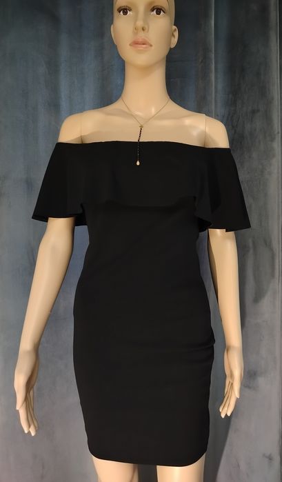 XS S M one size czarna sukienka tuba hiszpanka wesele randka impreza