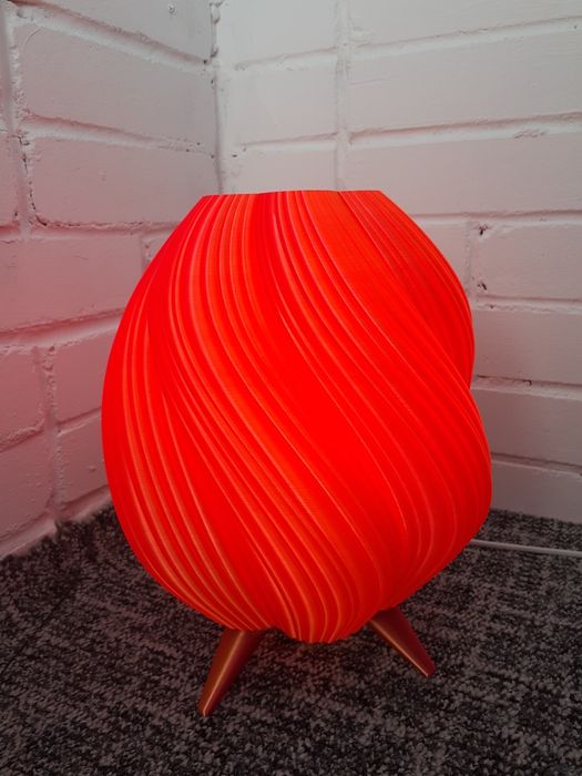 Настільна лампа нічник 30 см червоно-золота з лампою та шнуром