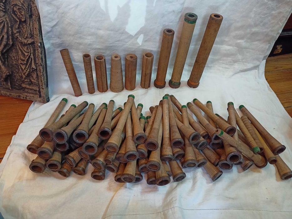 Canelas Carretéis Fiação Madeira Antigos