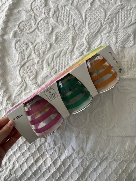 conjunto de 6 copos às riscas