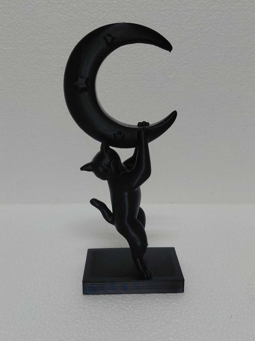 Gato na Lua - Estatueta Mística Decorativa